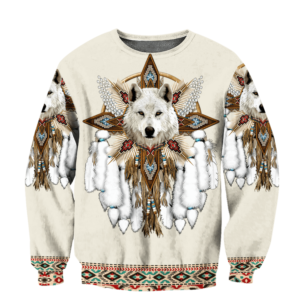 Men's Women's 3D Full Version Indian Indian Wolf Hoodie