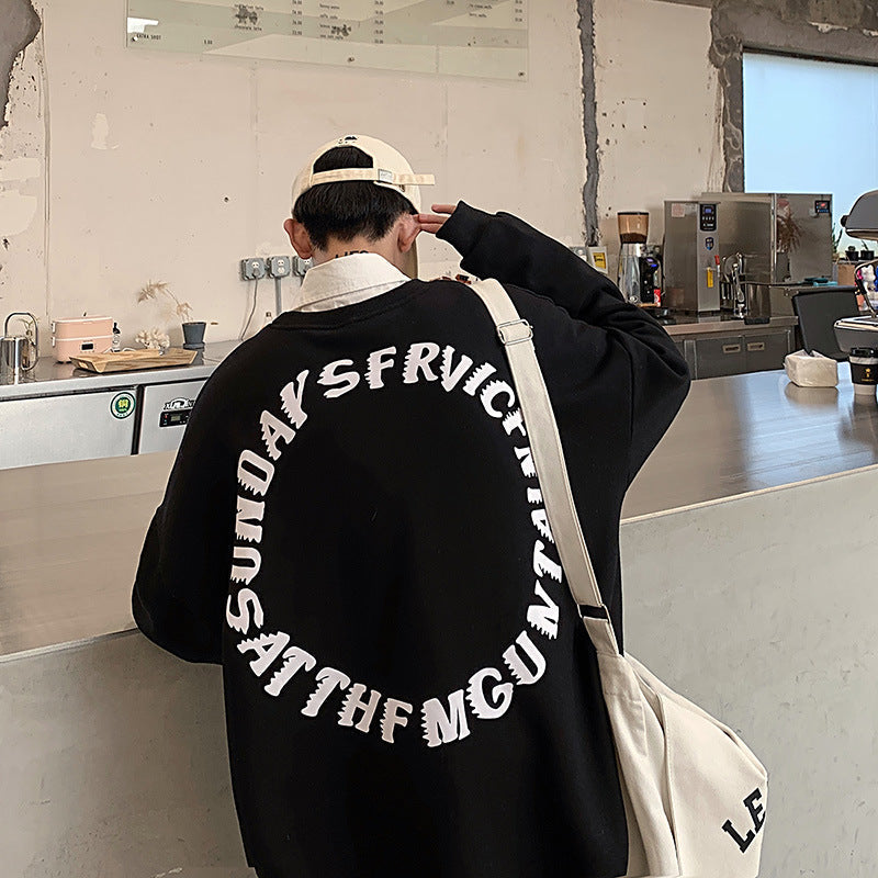 Letter print street crew neck sweatshirt
