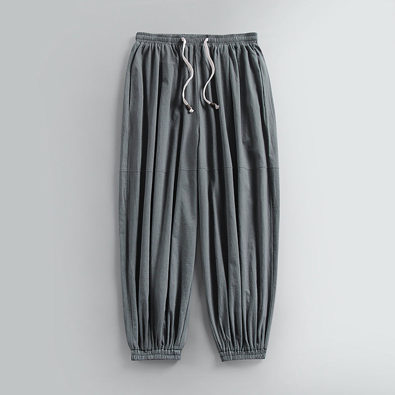 Ankle Banded Slacks Thin Breathable Cotton And Linen