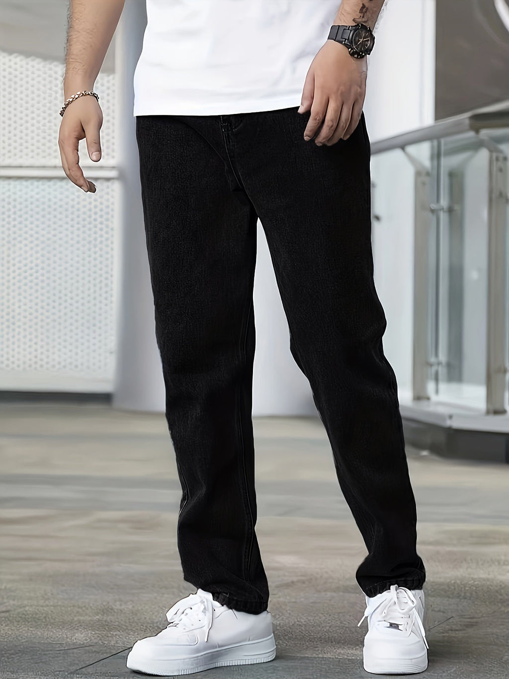 Men's Black Trend Simple All-matching Jeans Fashion Personality