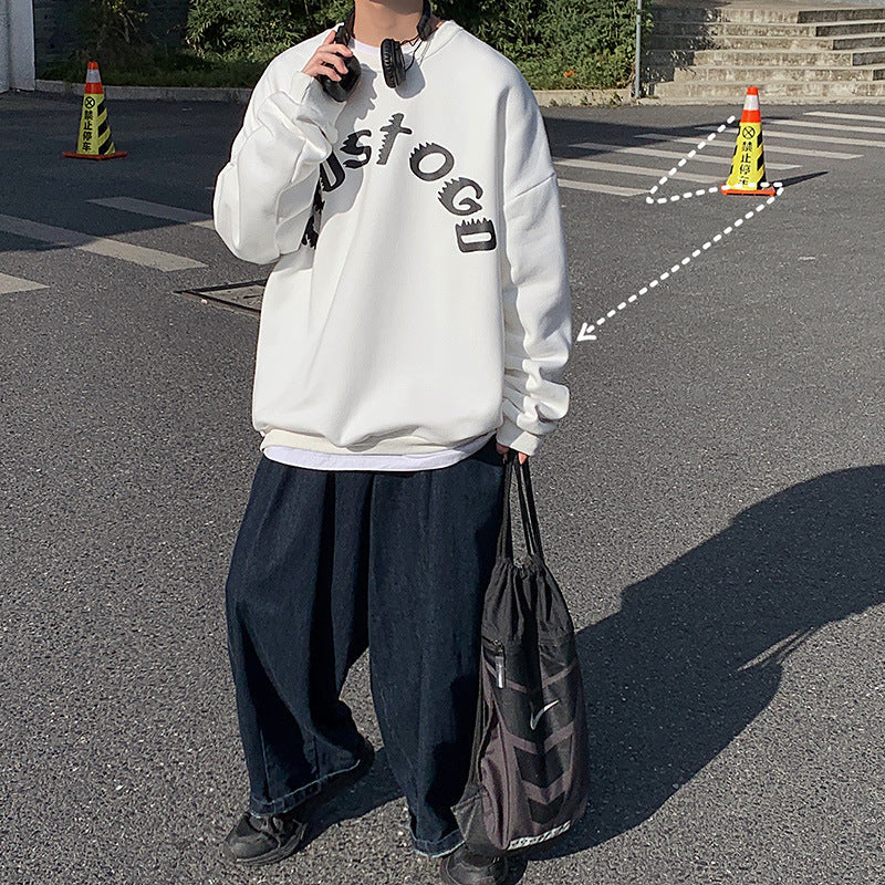 Letter print street crew neck sweatshirt