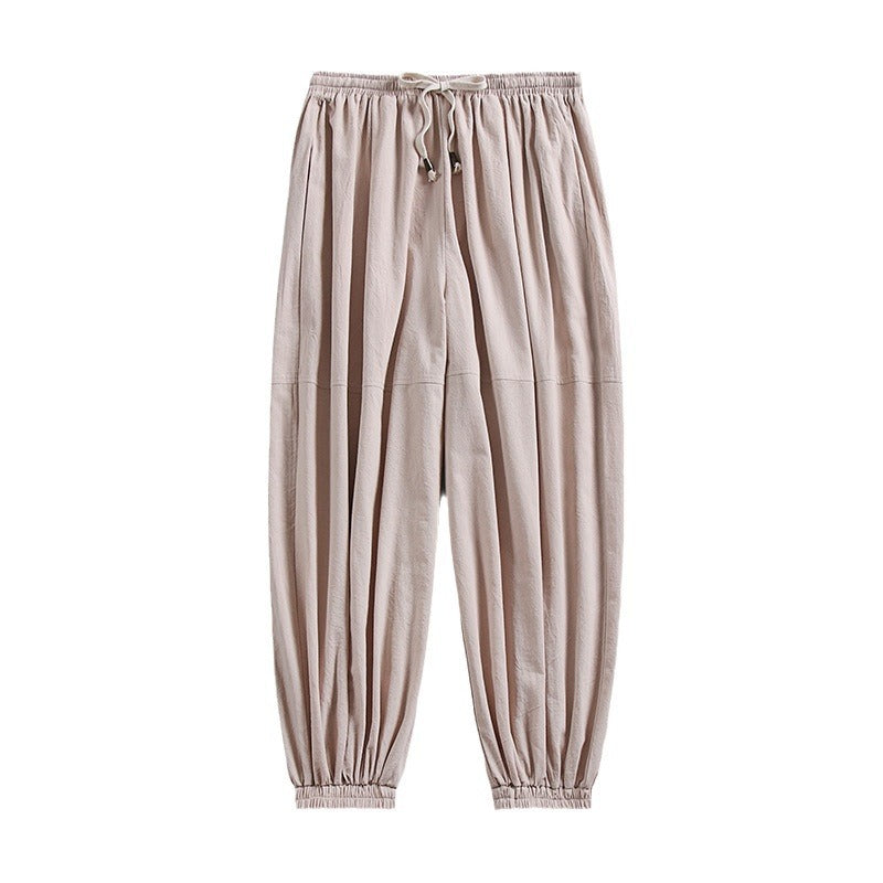 Ankle Banded Slacks Thin Breathable Cotton And Linen