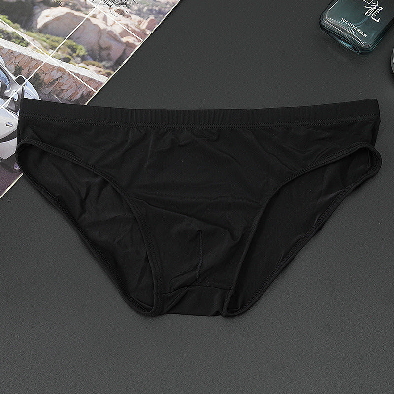 Men's Ice Silk Breathable Low Waist Ultra-thin Nylon Briefs
