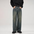 American Retro Washed Decorative Flower Jeans For Men