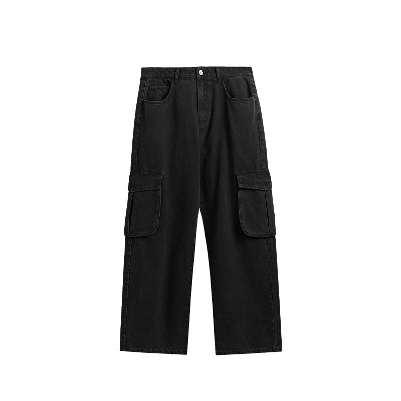Street Straight Loose Men's Clothing Wash Tooling Wide Leg Jeans