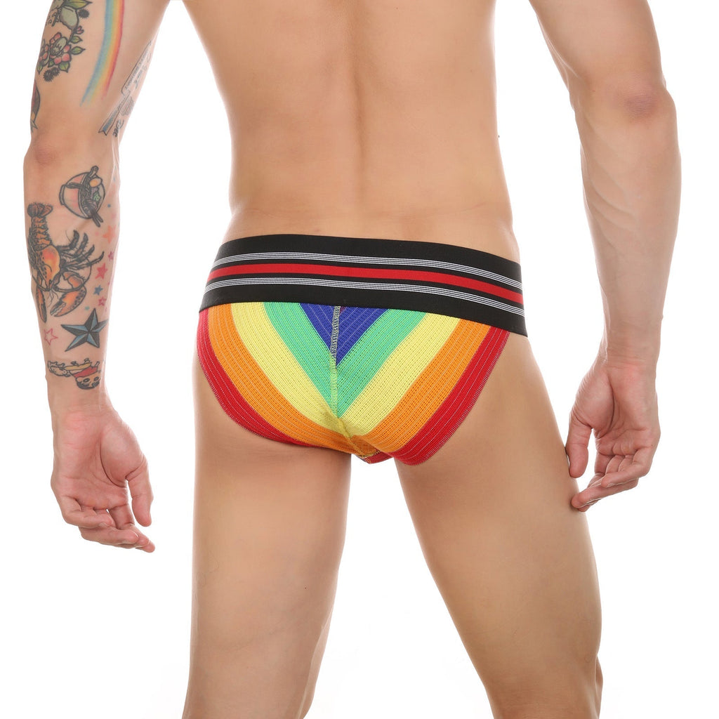 Men's Ultra-wide Waist High-cut High-elastic Rainbow Sports Underwear