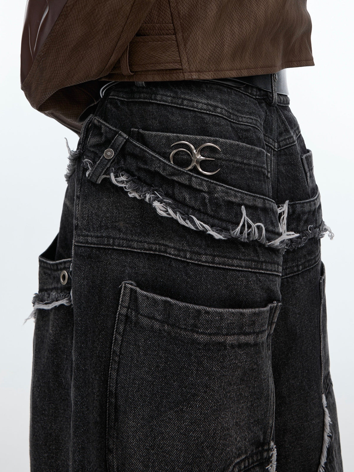 Retro Washed Distressed Profile Jeans