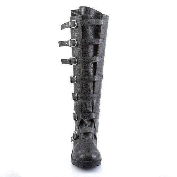 Low Heel Multiple Buckles High Leg Retro Boots