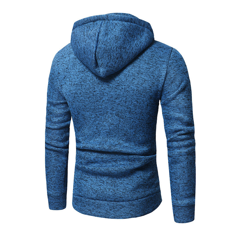 Solid color hooded knitted slim men's sweater