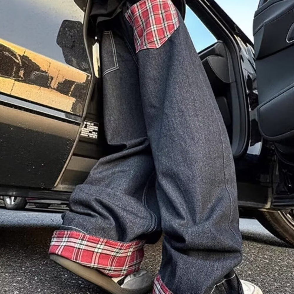 Stitching Curling Jeans Men's Summer Thin Straight