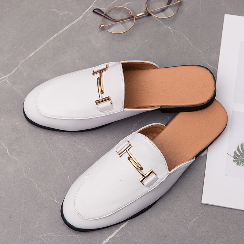 Half Slippers Personality Wear British Style Closed Toe Without Heel Casual Sandals