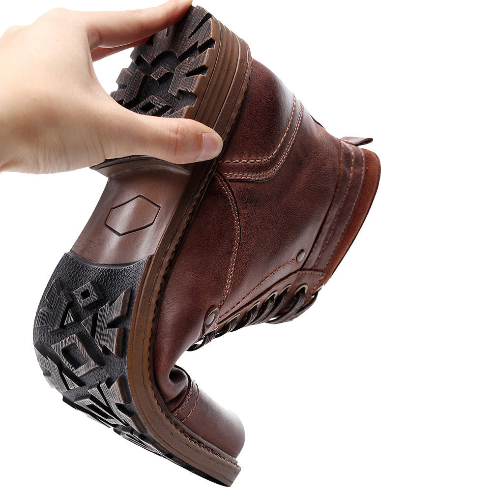 Fashion Simple Leather Men's Martin Boots