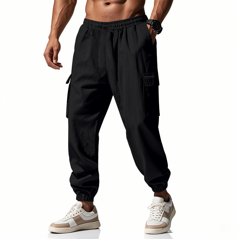 Loose Multi-pocket Workwear Ankle Banded Slacks