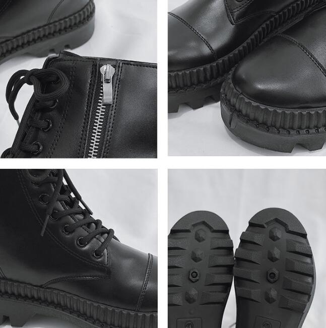 Fashionable And Simple Men's High-top Side Zipper Leather Boots
