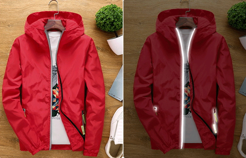 Hooded thin sports slim reflective jacket