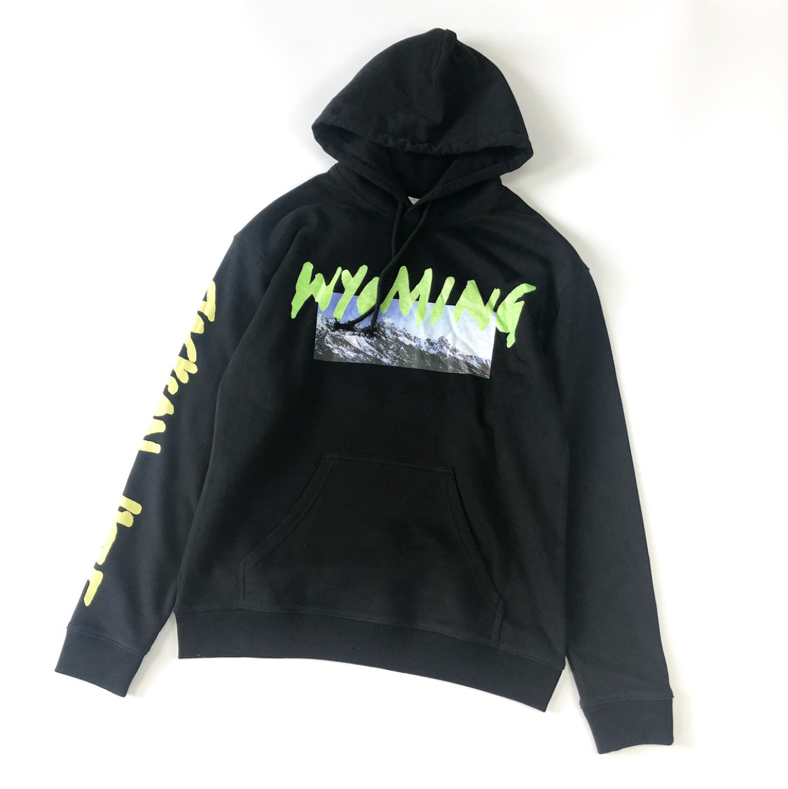 Snow Mountain Graffiti Letter Pattern Men's And Women's Loose Hoodie