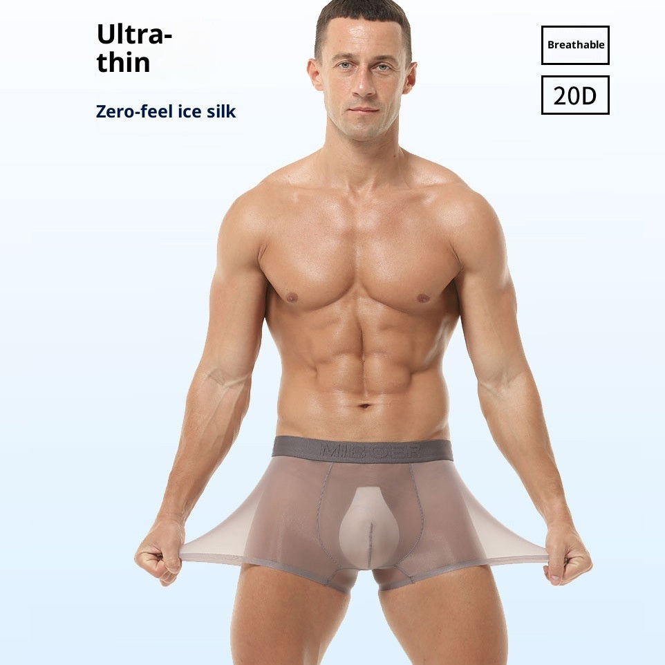 Men's Transparent Ice Silk Underwear Summer Thin Breathable Traceless