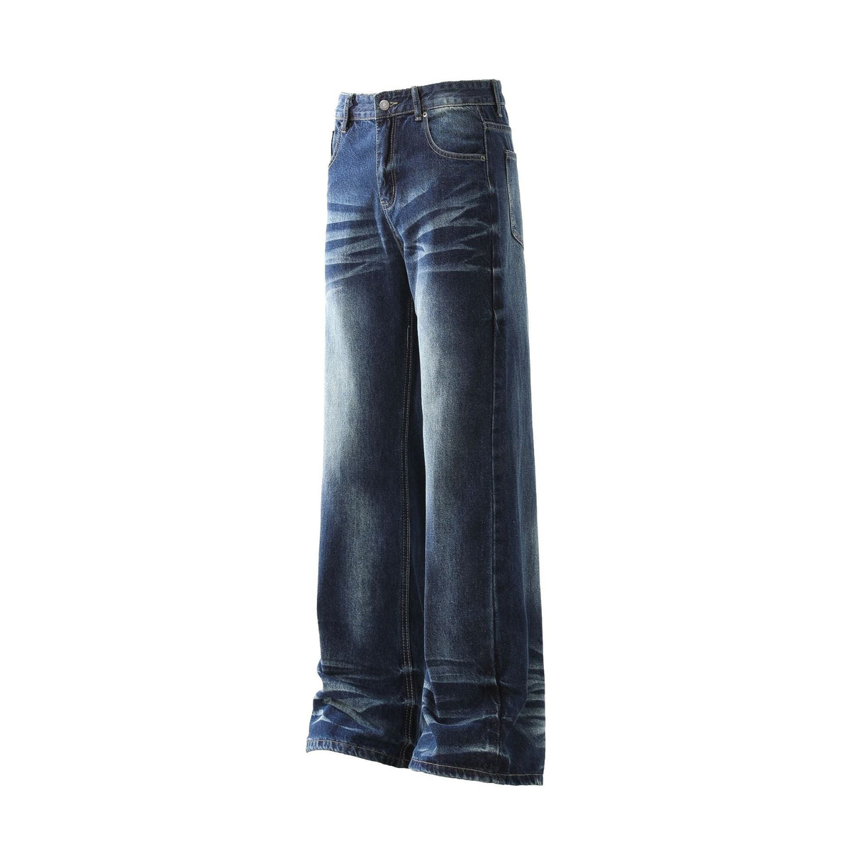 Men's American-style Retro Washed White Straight Jeans