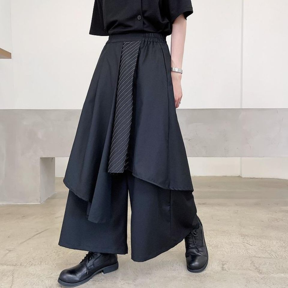 Wide-leg Pants Faux Two-piece Patchwork