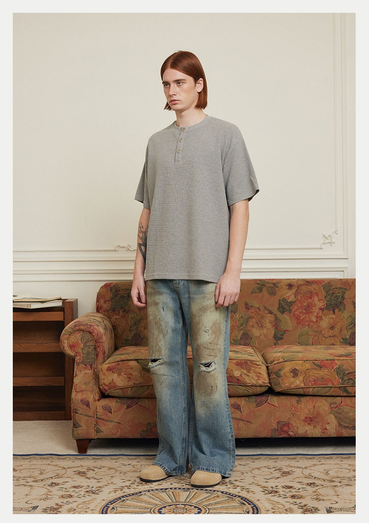 Wide Leg Straight Ripped Leisure Jeans