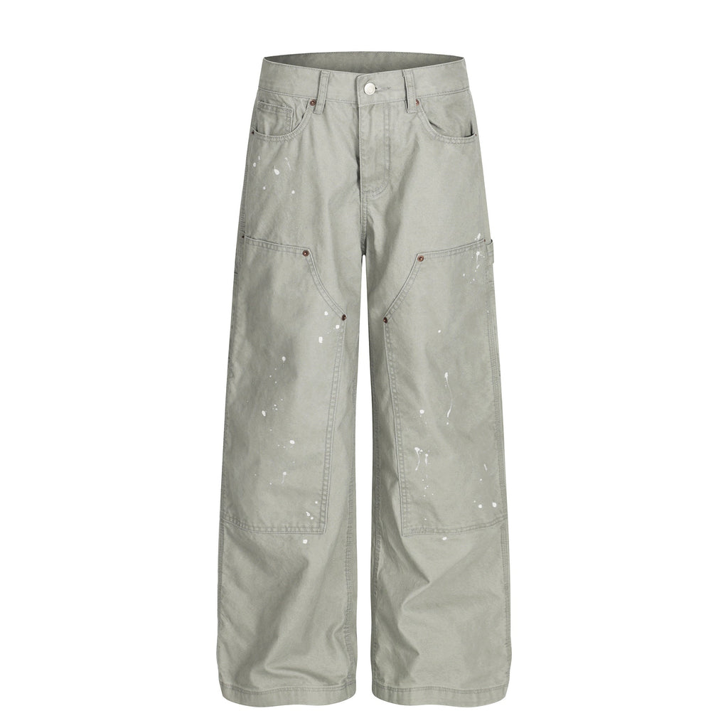 Retro Hand-dotted Ink Men's Loose Casual Work Pants