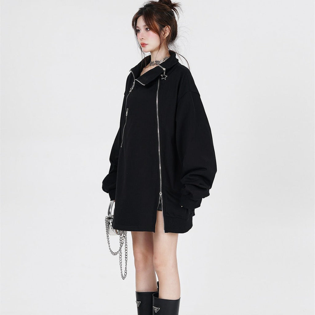 Couple's Double Zipper Neutral Loose Coat