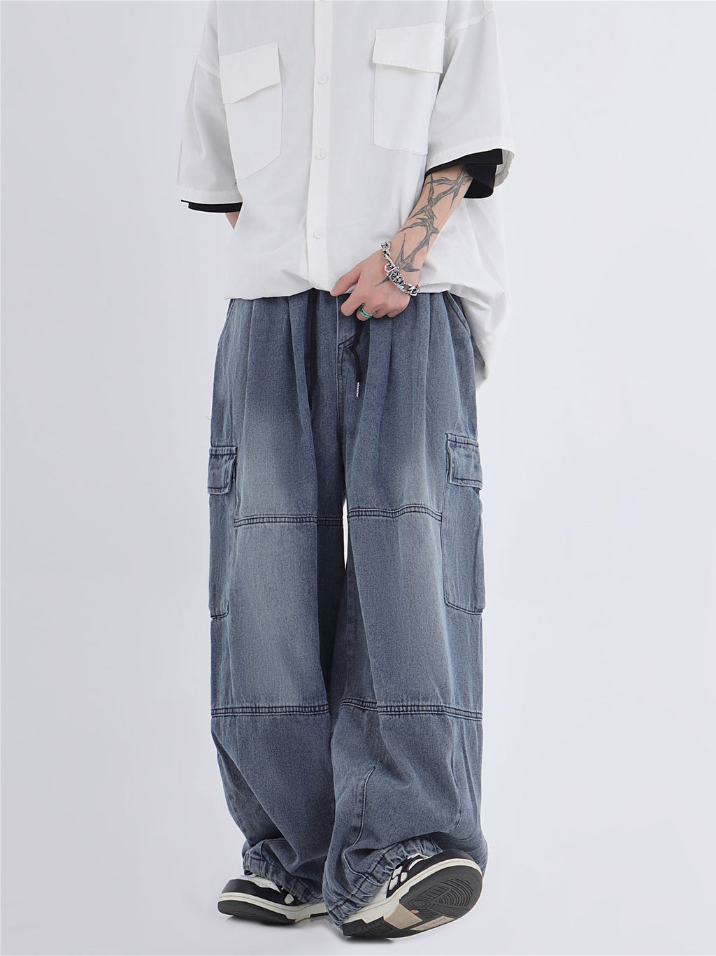 Loose Wide-leg Work New Washed Profile Jeans