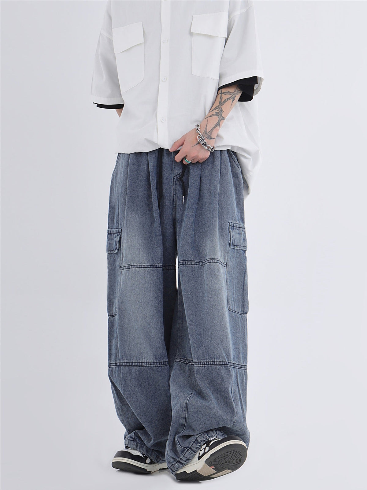 Loose Wide-leg Work New Washed Profile Jeans