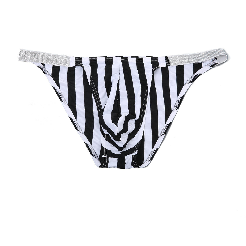Men's Fashion Sexy Shiny Belt Zebra Striped U Pouch Briefs