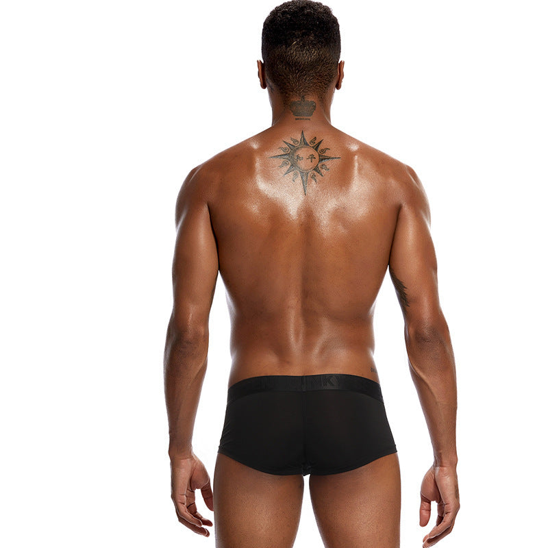 Nylon Ice Silk Underwear Men's Boxer Wide Rubber Band Low Waist Sexy