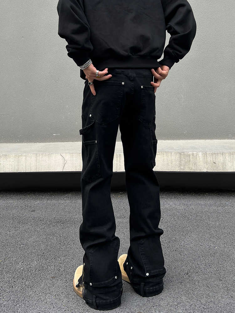 Retro Straight Micro-pull Zipper Jeans