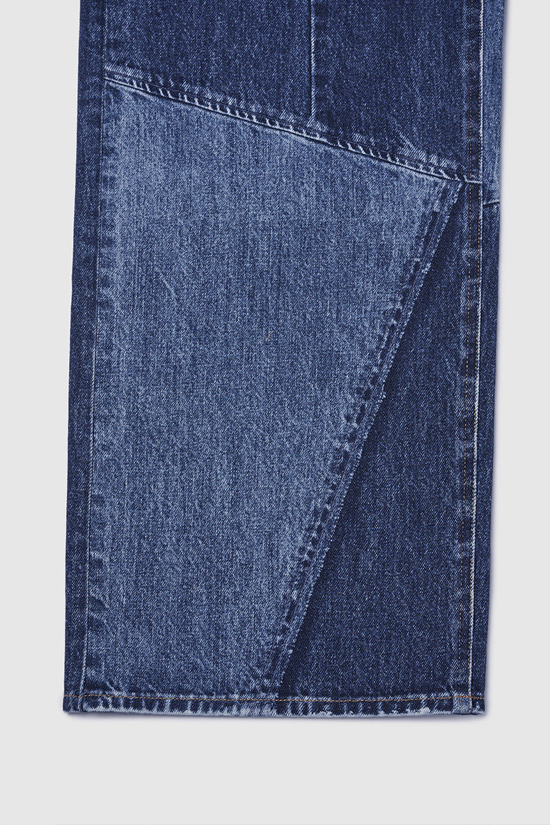 Men's Patchwork Cut Digital Printing Jeans