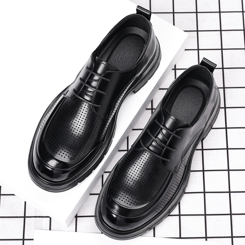 Hollow Leather Shoes Men's Plus Size Low-top Business