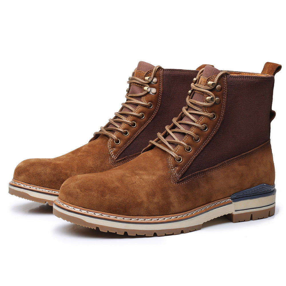 Leather Martin Boots Men's Shoes Ark Bird Top Layer Cowhide High Top