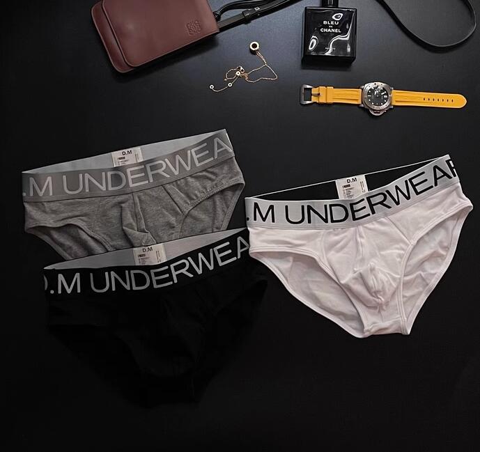 Men's Low Waist Simple Letter Cotton Comfortable Solid Color Briefs