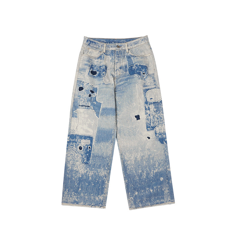 Washed Tie-dyed Digital Printing Jeans