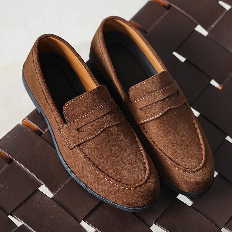 Square Toe Height Increasing Slip-on Loafers Men's Casual Shoes Platform