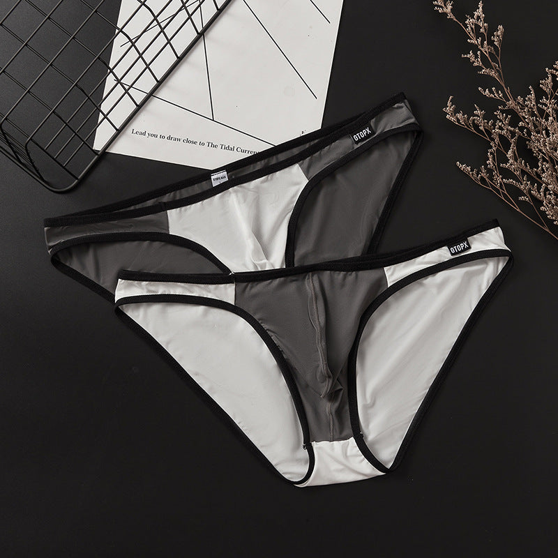 Men's Thin Ice Silk Single Layer U Pouch Low Waist Briefs