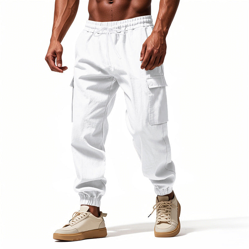 Loose Multi-pocket Workwear Ankle Banded Slacks