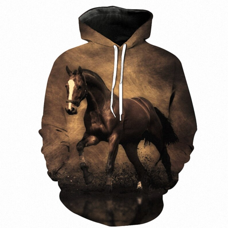 Horse Print Couple Long Sleeve Hoodie