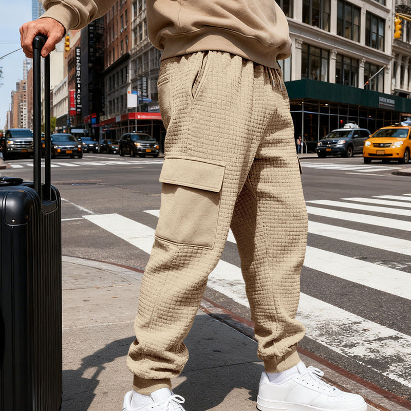 Men's Loose Fit Casual Sports Jacquard Outdoor Work Trousers For Commuting