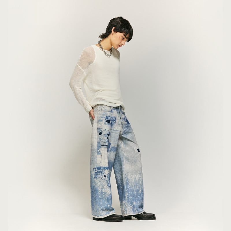 Washed Tie-dyed Digital Printing Jeans