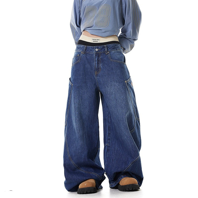 American Retro Design Large Pocket Machete Jeans