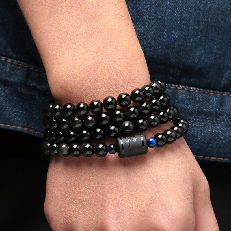 Natural crystal Obsidian couple bracelet