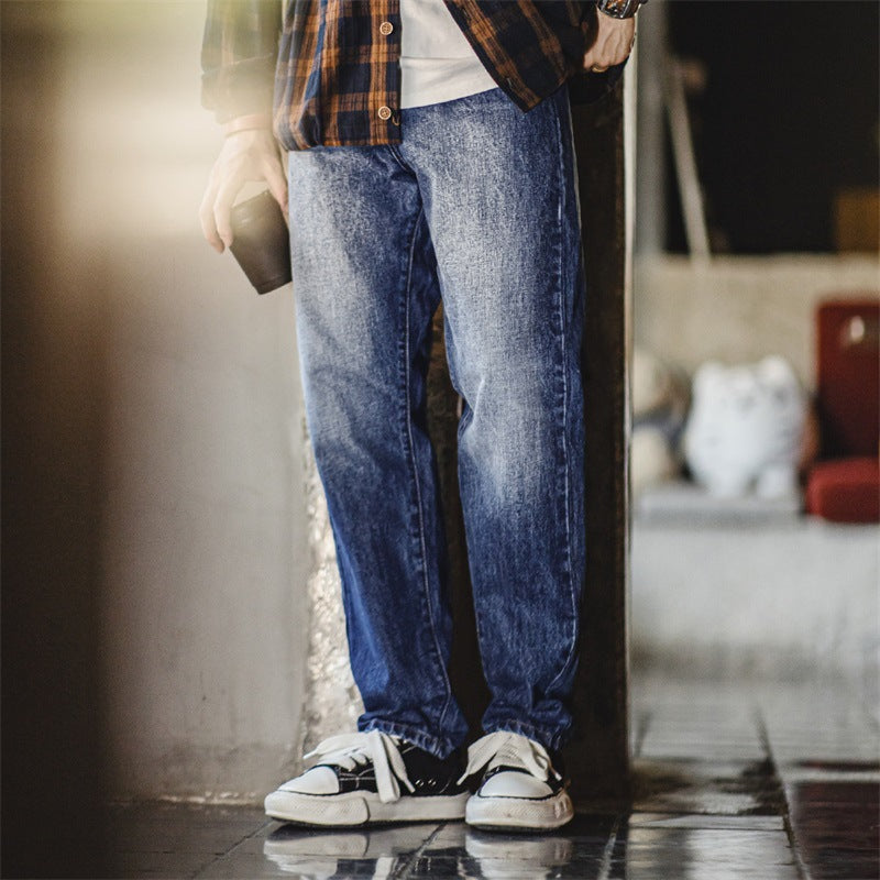 American Retro Gradient White Worn Jeans