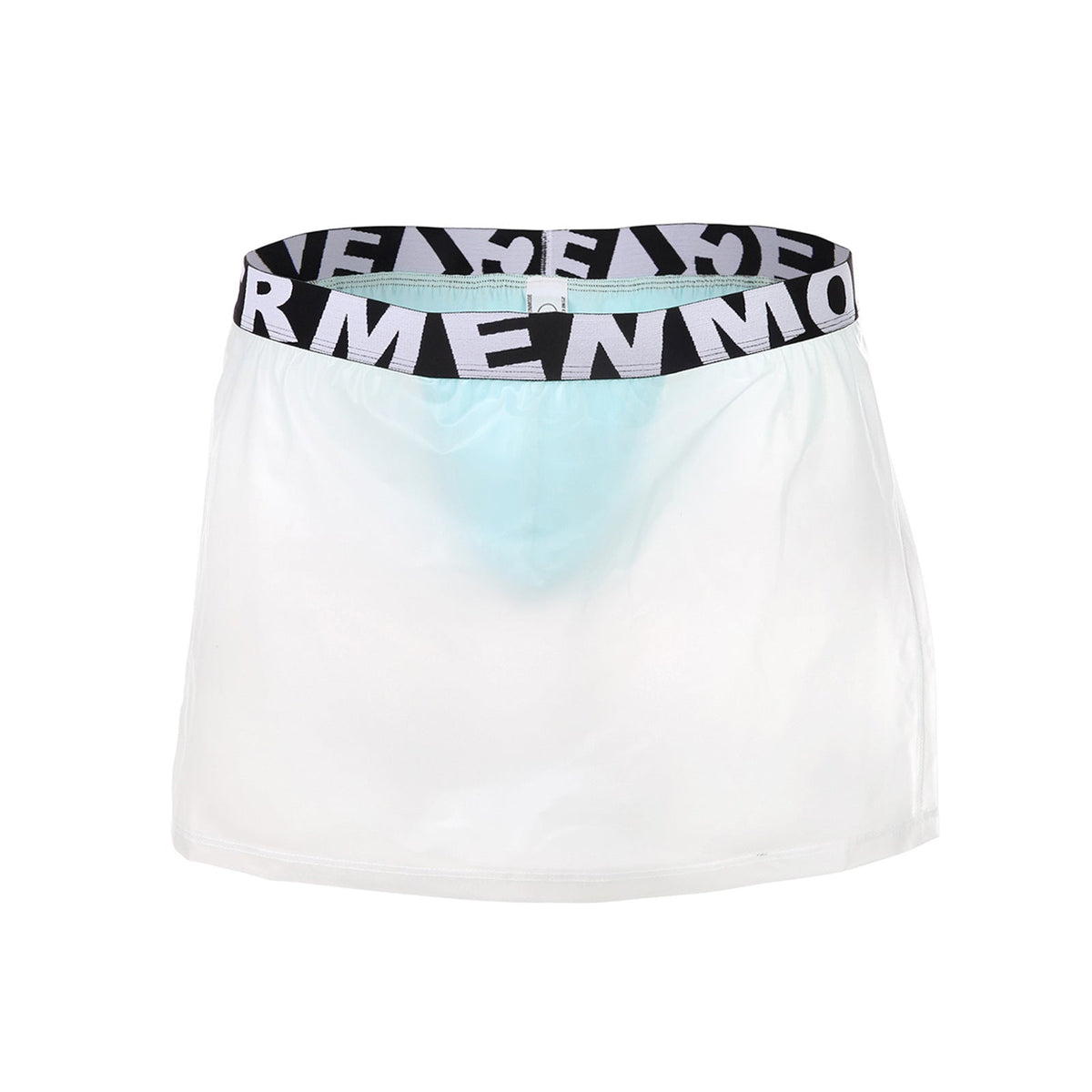 Men's Two PVC Mini Skirt Pants Sexy Transparent Side Open