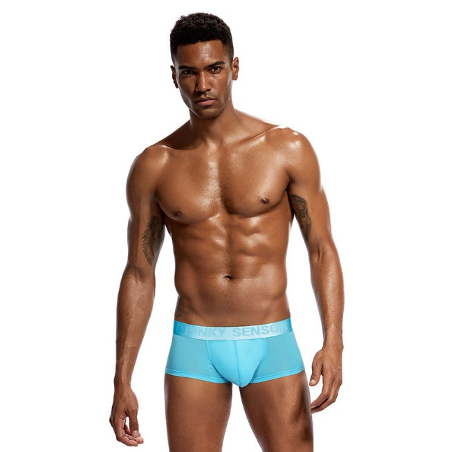 Nylon Ice Silk Underwear Men's Boxer Wide Rubber Band Low Waist Sexy
