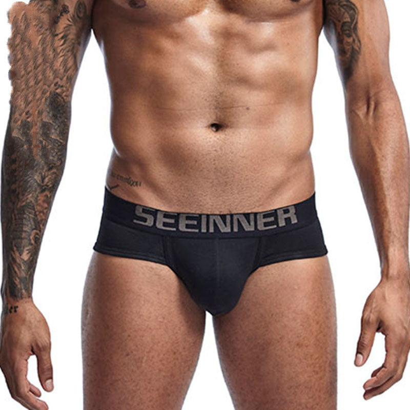 Men's Underwear Cotton Breathable Hip Lifting Low Waist Solid Color