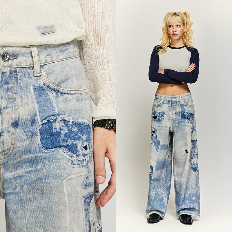 Washed Tie-dyed Digital Printing Jeans