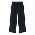 Loose Half Elastic Waist Straight Jeans